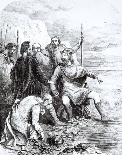 Canute Reproving the Flattery of his Courtiers, engraved by Pearson by English School